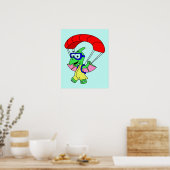 Illustratie van een pterodactylparachute. poster (Keuken)