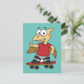 Illustratie van een pterosaurus skateboarden. briefkaart (Staand voorkant)