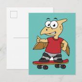 Illustratie van een pterosaurus skateboarden. briefkaart (Voorkant / Achterkant)