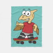 Illustratie van een pterosaurus skateboarden. fleece deken (Voorkant)