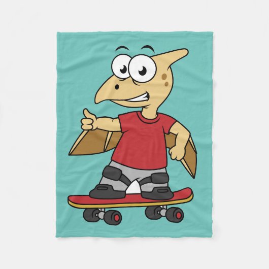 Illustratie van een pterosaurus skateboarden. fleece deken (Voorkant)
