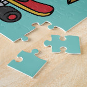 Illustratie van een pterosaurus skateboarden. legpuzzel (Zijkant)