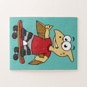 Illustratie van een pterosaurus skateboarden. legpuzzel (Horizontaal)