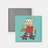 Illustratie van een pterosaurus skateboarden. magneet (Voorkant / Achterkant)