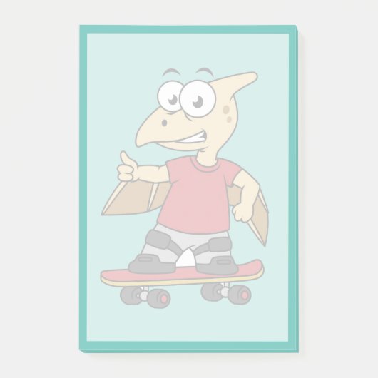 Illustratie van een pterosaurus skateboarden. post-it® notes (Voorkant)