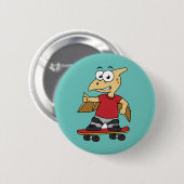 Illustratie van een pterosaurus skateboarden. ronde button 5,7 cm (Voorkant /achterkant)