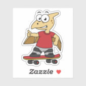 Illustratie van een pterosaurus skateboarden. sticker (Vel)