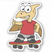 Illustratie van een pterosaurus skateboarden. sticker (Voorkant)