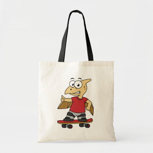 Illustratie van een pterosaurus skateboarden. tote bag (Voorkant)