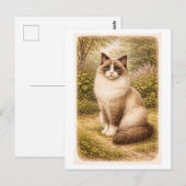 Illustratie van een ragdoll kat in vintage stijl briefkaart (Voorkant / Achterkant)