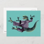 Illustratie van een raptor die karate uitvoert. briefkaart (Voorkant / Achterkant)
