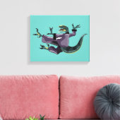 Illustratie van een raptor die karate uitvoert. canvas afdruk (Insitu (Woonkamer))
