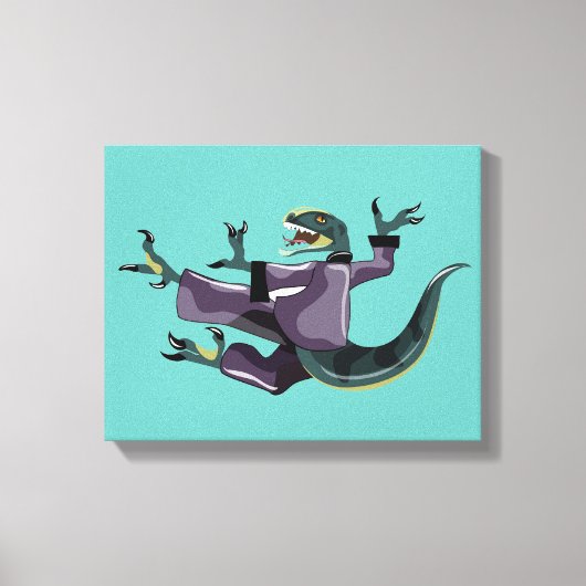 Illustratie van een raptor die karate uitvoert. canvas afdruk (Voorkant)