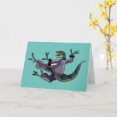Illustratie van een raptor die karate uitvoert. kaart (Gele Bloem)