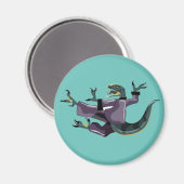 Illustratie van een raptor die karate uitvoert. magneet (Voorkant / Achterkant)