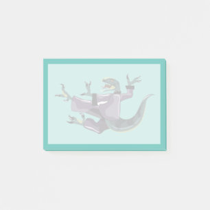 Illustratie van een raptor die karate uitvoert. post-it® notes