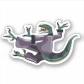 Illustratie van een raptor die karate uitvoert. sticker (Voorkant)