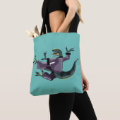 Illustratie van een raptor die karate uitvoert. tote bag (Dichtbij)