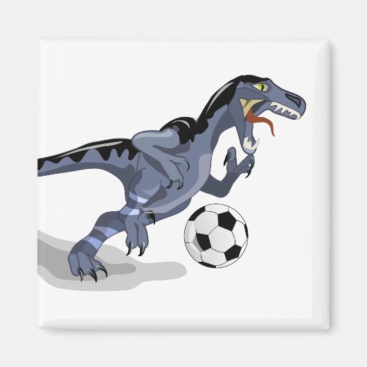 Illustratie van een raptor dinosaurus die voetbal  magneet (Voorkant)