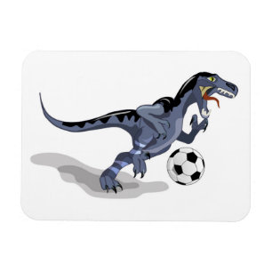 Illustratie van een raptor dinosaurus die voetbal  magneet