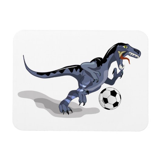 Illustratie van een raptor dinosaurus die voetbal  magneet (Horizontaal)