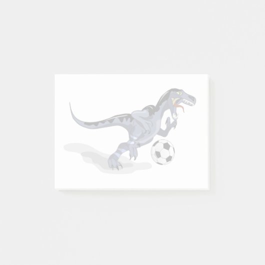 Illustratie van een raptor dinosaurus die voetbal post-it® notes (Voorkant)