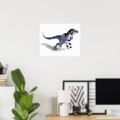 Illustratie van een raptor dinosaurus die voetbal  poster (Thuiskantoor)