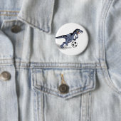 Illustratie van een raptor dinosaurus die voetbal  ronde button 5,7 cm (In situ)