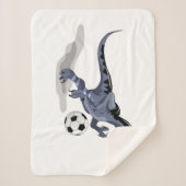 Illustratie van een raptor dinosaurus die voetbal  sherpa deken (Voorkant)