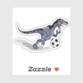 Illustratie van een raptor dinosaurus die voetbal sticker (Vel)