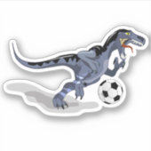Illustratie van een raptor dinosaurus die voetbal sticker (Voorkant)