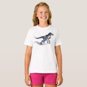 Illustratie van een raptor dinosaurus die voetbal  t-shirt (Voorkant volledig)