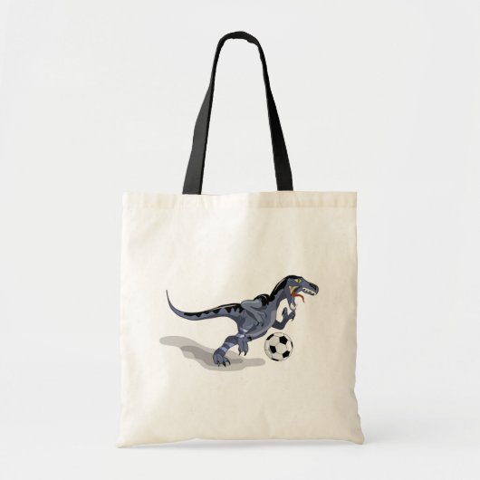 Illustratie van een raptor dinosaurus die voetbal  tote bag (Voorkant)