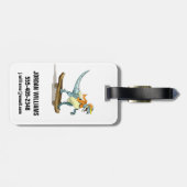 Illustratie van een raptor skateboarden. bagagelabel (Achterkant horizontaal)