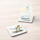 Illustratie van een raptor skateboarden. bier onderzetter (Rechterzijde)