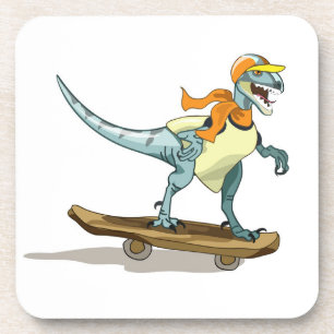 Illustratie van een raptor skateboarden. bier onderzetter