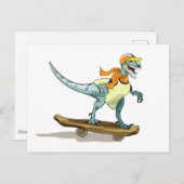 Illustratie van een raptor skateboarden. briefkaart (Voorkant / Achterkant)