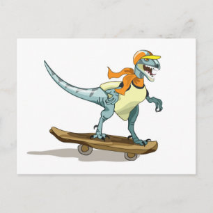 Illustratie van een raptor skateboarden. briefkaart
