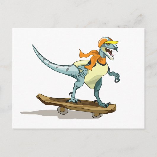 Illustratie van een raptor skateboarden. briefkaart (Voorkant)
