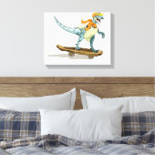 Illustratie van een raptor skateboarden. canvas afdruk (Insitu (Slaapkamer))