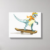 Illustratie van een raptor skateboarden. canvas afdruk (Voorkant)