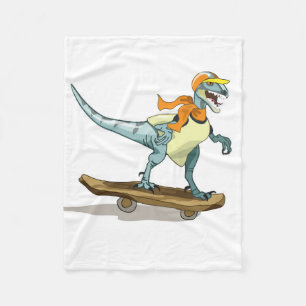 Illustratie van een raptor skateboarden. fleece deken