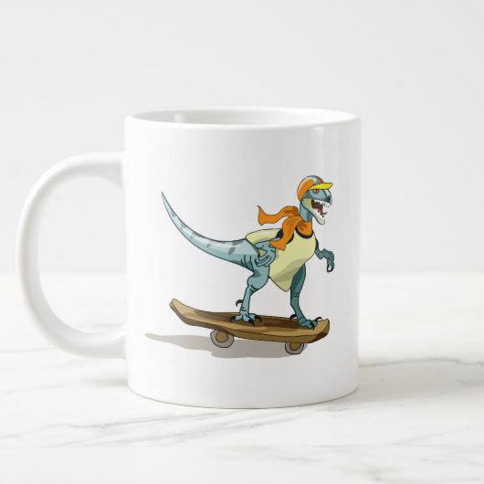 Illustratie van een raptor skateboarden. grote koffiekop (Links)