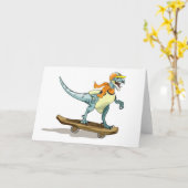 Illustratie van een raptor skateboarden. kaart (Gele Bloem)