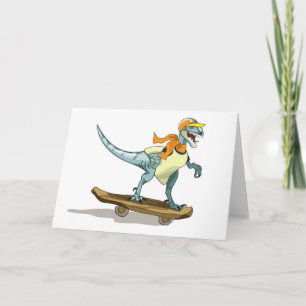 Illustratie van een raptor skateboarden. kaart