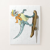Illustratie van een raptor skateboarden. legpuzzel (Verticaal)