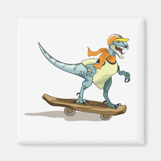 Illustratie van een raptor skateboarden. magneet (Voorkant)