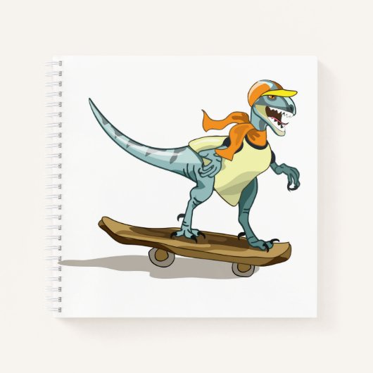 Illustratie van een raptor skateboarden. notitieboek (Voorkant)