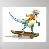 Illustratie van een raptor skateboarden. poster (Voorkant)