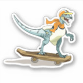 Illustratie van een raptor skateboarden. sticker (Voorkant)